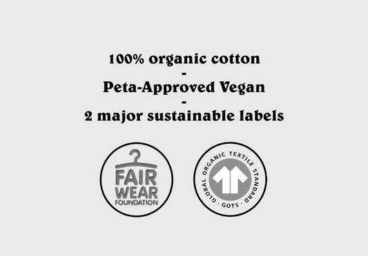 100% coton bio gots peta approved vegan