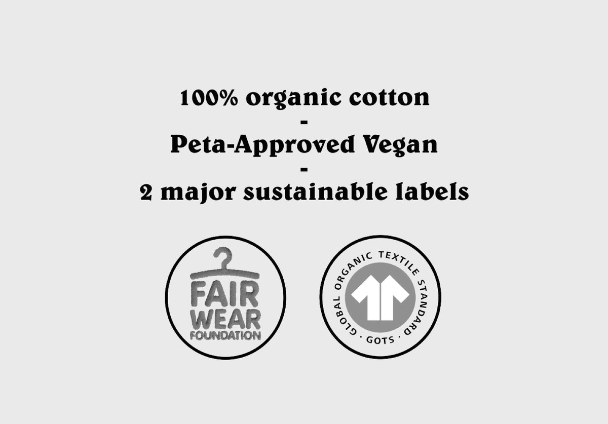 100% coton bio gots peta approved vegan