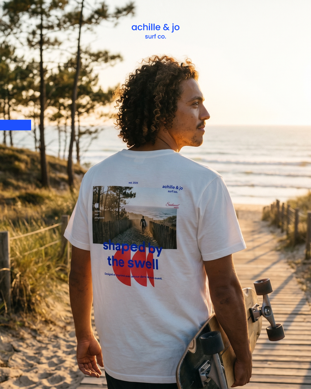 T-shirt écru Shaped by the Swell - coton bio - achille & jo