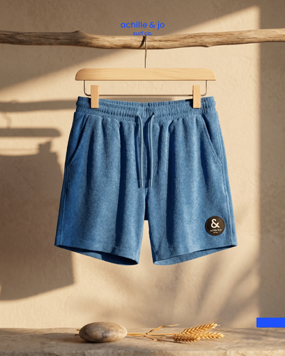 Short éponge bleu - coton bio - Achille & Jo
