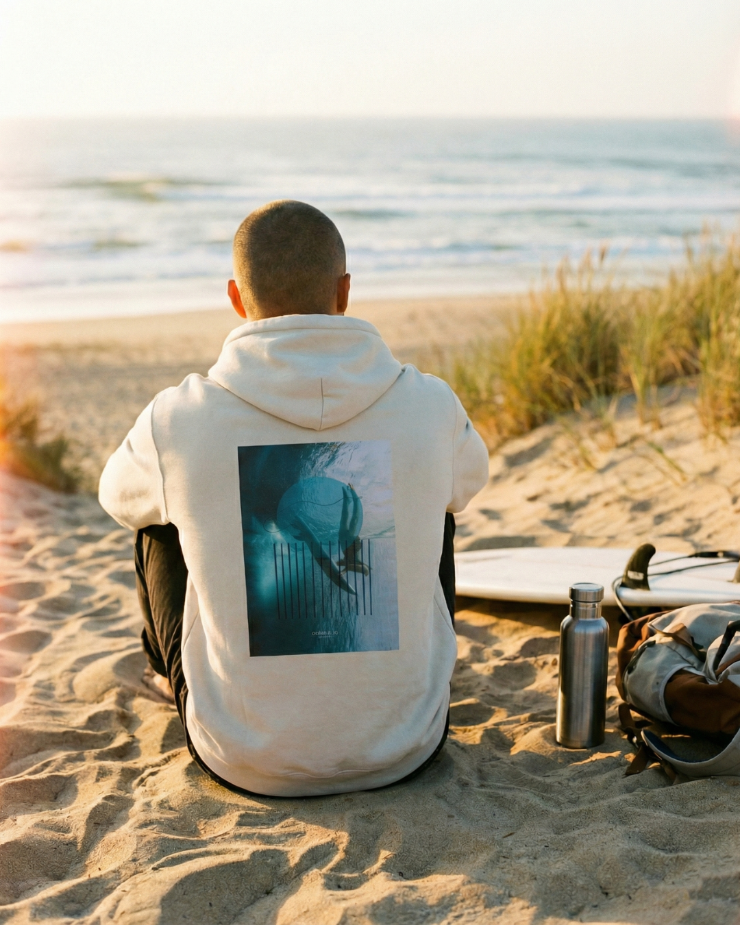 Hoodie Surfeur Canard - Crème / écru - Coton Bio