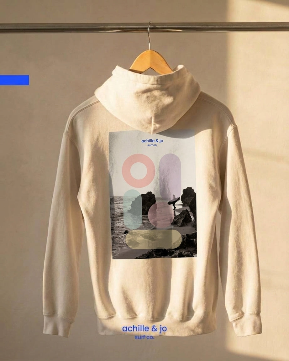 Hoodie Surfeur On the rocks -  Crème/écru - Coton Bio