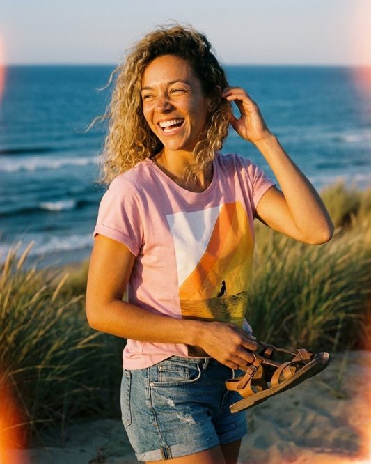 T-shirt Femme Surfeuse - Rose Pétale - Coton Bio