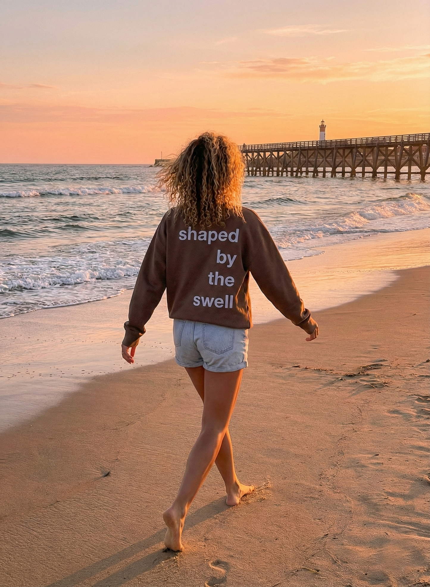 Sweat oversize "shapped by the swell" - Chocolat - Coton bio - achille & jo