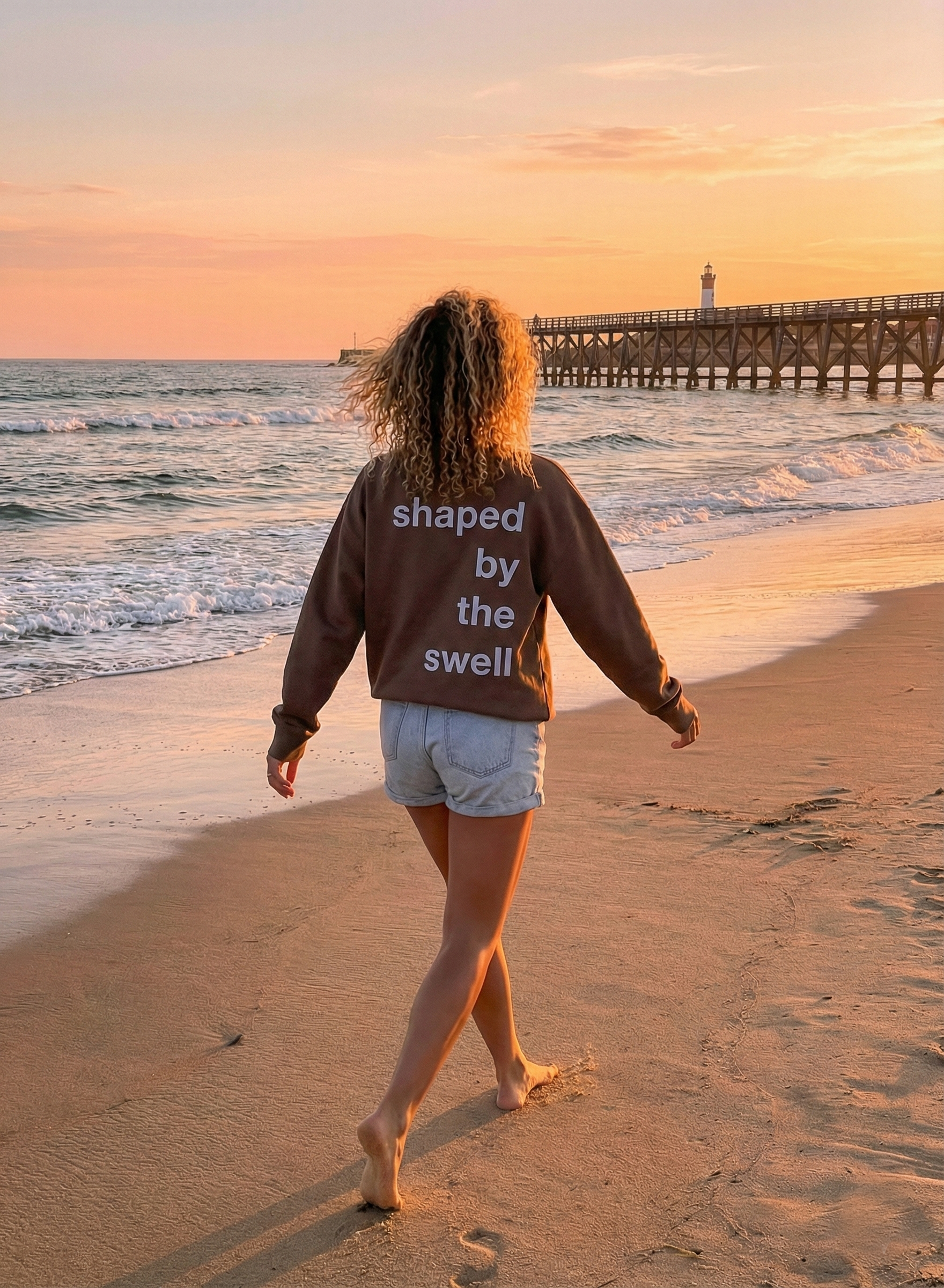 Sweat oversize "shapped by the swell" - Chocolat - Coton bio - achille & jo