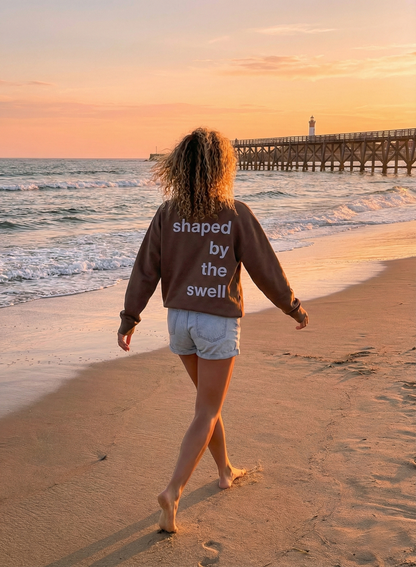 Sweat oversize "shapped by the swell" - Chocolat - Coton bio - achille & jo