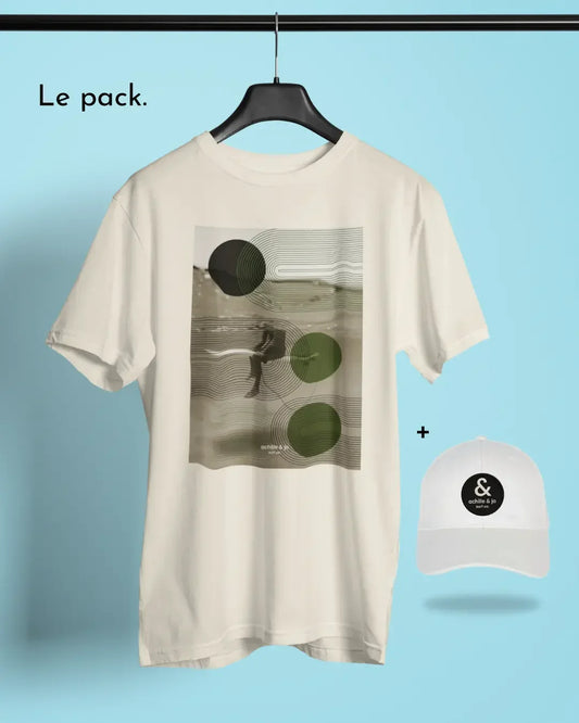 Pack duo - T-shirt coton bio "en attendant la vague" et casquette bio Achille & Jo achille & jo