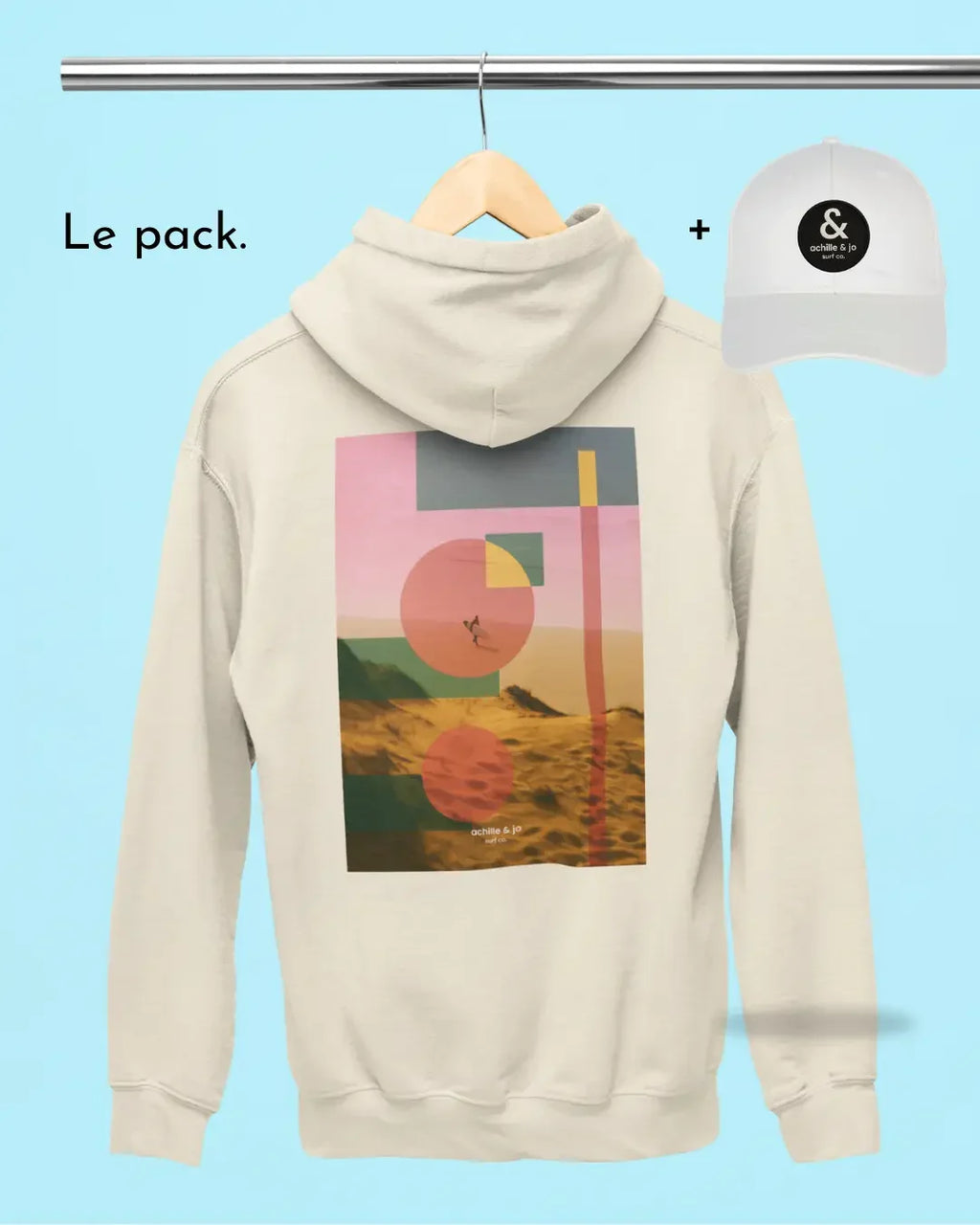 Pack duo - Hoodie coton bio "seul sur le sable" et casquette bio Achille & Jo achille & jo