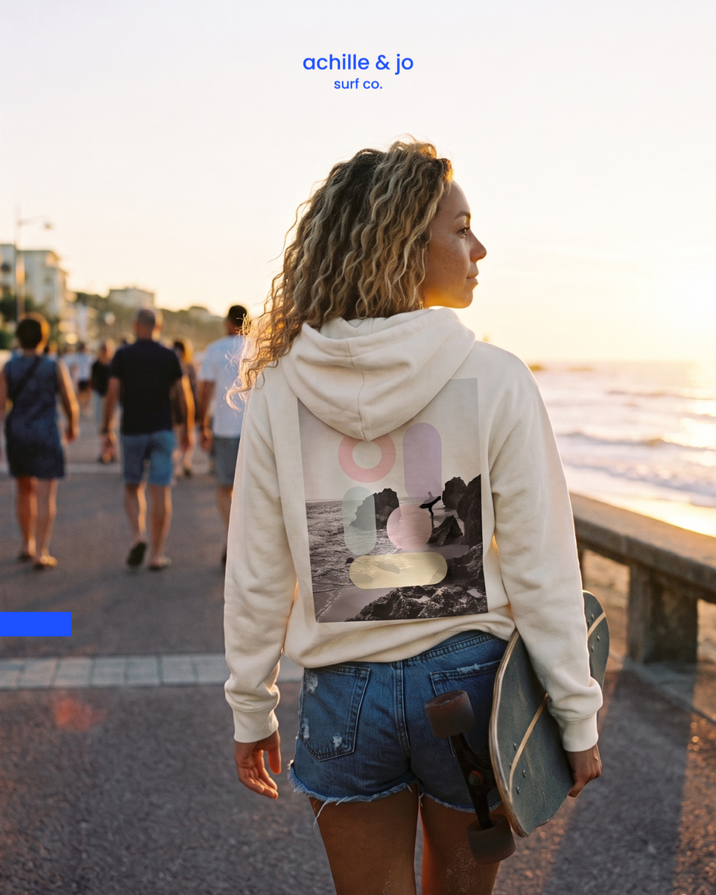 Hoodie Surfeur On the rocks -  Crème/écru - Coton Bio