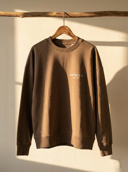 Sweat oversize "shapped by the swell" - Chocolat - Coton bio - achille & jo